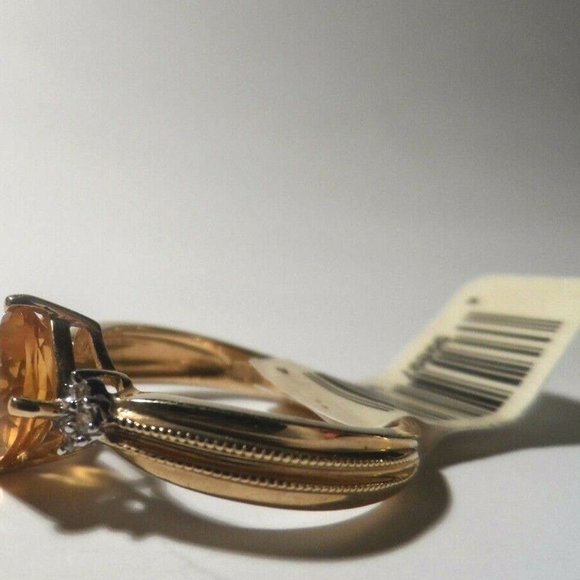 10k Barrel Fantasy-Cut Citrine & Diamond Ring – Welch  10KT Gold Citrine & Diamond Ring Size: 7